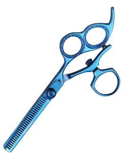 6.5" Swivel <b>Thumb</b> Hair Scissors 3 <b>Ring</b> Stainless Steel Blue Titanium Hair Cutting Shears - Product Image 3