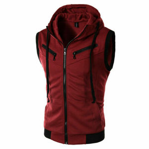 Sudadera con capucha para hombre, chaqueta sin mangas con cremallera, chaleco, Sudadera con capucha, abrigo deportivo - Product Image 3