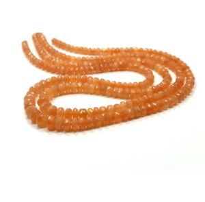 Perles en forme de rondelle à facettes en pierre de lune pêche naturelle de 18 pouces - Product Image 2
