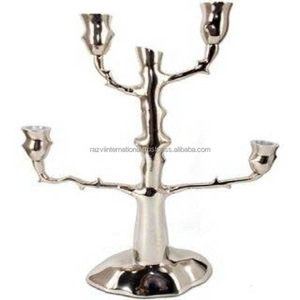 High Quality Antique Design 5-Arms Handmade Metal Candelabra Nickle Plated with Elegant <b>Candle</b> <b>Holders</b> & <b>Lanterns</b> - Product Image 5