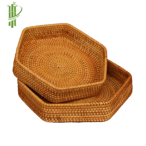 ถาดหวายไม้ไผ่พร้อมที่จับสำหรับเสิร์ฟอาหารและตกแต่งบ้านถาดหวายไม้ไผ่เป็นมิตรกับสิ่งแวดล้อมขนาดที่กำหนดเอง - Product Image 6