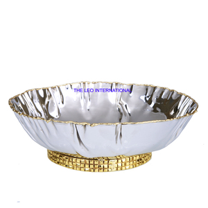 ชามสแตนเลสโลหะอลูมิเนียมฐานขัดมันเคลือบทองรูปทรงแปลกตกแต่งชามโลหะ - Product Image 1
