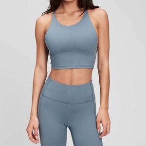 Women's Yoga Workout Outfits 1 Piece Set Mid Waist <b>Running</b> Leggings <b>Padded</b> Sport Bra Sleeveless Crop Tops Spandex/Polyester - Product Image 5