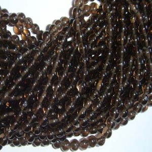 Cuentas de cuarzo natural Smoky en forma de bola, tamaño 4mm, longitud del hilo 13 pulgadas, precio al por mayor para la fabricación de joyería DIY. - Product Image 1