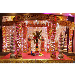 Mandap dorado para eventos de boda real, decoración de boda india, de fibra dorada tallada, impresionante FRP dorado - Product Image 1