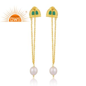 ต่างหูเงินแท้ 925 ประดับมุกธรรมชาติ คริสตัล และพลอยออนิกซ์สีเขียว สำหรับผู้หญิง จากผู้ผลิตเครื่องประดับ - Product Image 4