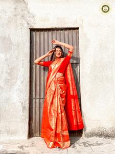 Sarerie de mariée style sud-indien, en soie, magnifique produit chaud, riche Minakari, palu, avec tissage de travail indien, 2022 - Product Image 3