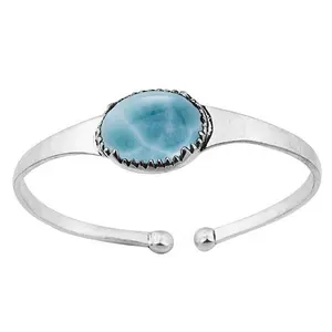 Vente la plus chaude 925 Bracelet en argent Sterling Nouveau Design Vintage Larimar Gemstone Rhodium Plaqué Bracelets Bijoux Pour Cadeau Ses Bijoux - Product Image 1