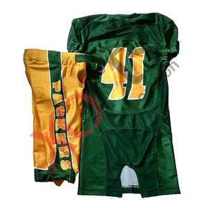 Uniformes de servicio OEM ODM, uniforme de fútbol americano verde y dorado hecho a medida con los mejores juegos de sublimaciones, cantidad al por mayor - Product Image 1