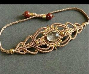 Collier vintage en macramé en pierre naturelle malachite azurite plaqué rhodium certifié IGI chaîne à maillons pour fiançailles, fête, mariage - Product Image 3