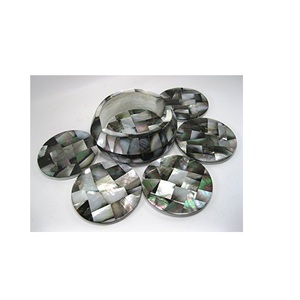 Sous-verre incrusté d'os pour les meilleures ventes en gros sous-verre rond en nacre de taille personnalisée - Product Image 1