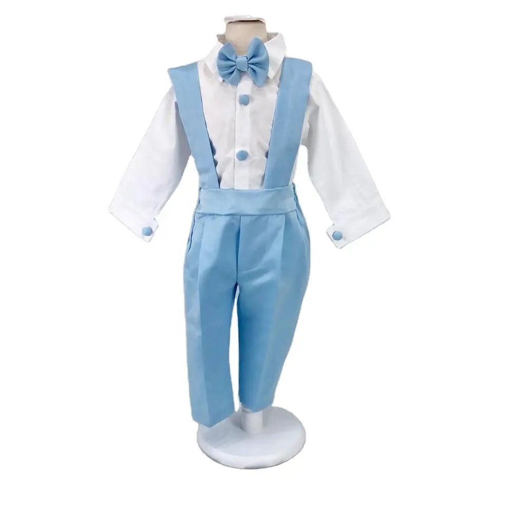 Summer Wholesale Children Modern Luxury Birthday High Quality Kids Clothes Clothing Custom Blue Boy Suit Baby Vest And Pants