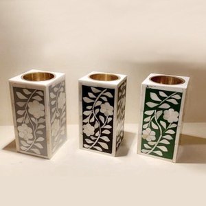 Design luxueux incrustation d'os photophore bougeoir pilier artisanat meilleure qualité et décorer article bougeoir pilier - Product Image 4