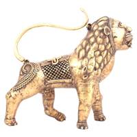 Statue dorée décorative faite à la main Figurine en laiton Dokra Lion Sculptures pièces de déclaration décor articles cadeaux