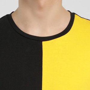 Camisetas 100% de algodón para hombre, camisas a granel de gran tamaño con bloque de color personalizado, baratas - Product Image 3