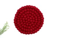 Sous-plat rond en feutre fait main, écologique, décoration d'intérieur, cadeau du Népal - KritiCraft Rouge, lavable et durable