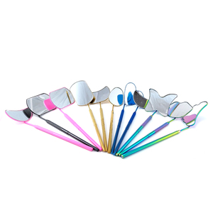 Pinzas de pestañas de acero inoxidable de 90 grados con aplicadores de fibra multicolor de Oro Negro Azul Rosa espejos producto de belleza - Product Image 1