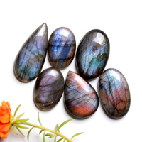Pendentifs en labradorite naturelle en forme de croissant, perles qui brillent dans le noir, cabochons en verre photochromique violet, effet de couleur changeante, 20-40mm, pour la fabrication de bijoux