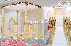 Boda tradicional Mandap de madera decoración último diseño antiguo Mandap de madera conjunto impresionante boda madera tallada Mandap EE. UU. - Product Image 3