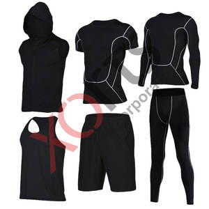 Conjunto de gimnasio para hombre, camiseta de compresión, pantalones cortos, ropa de Fitness - Product Image 6