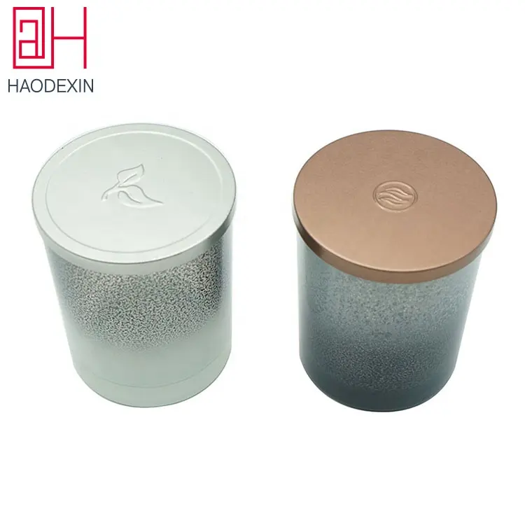 HAODEXIN tin lid cylinder tumbler candle jars round flat tin lid cap cover for candle cup black metal lids with silicone ring