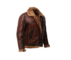 Chaqueta de cuero de oveja desgastado, marrón - Product Image 5