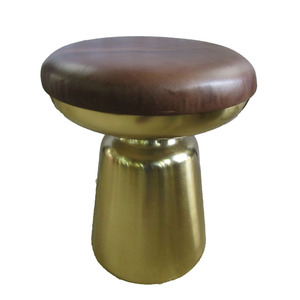 Tabouret moderne en forme de tambour en métal de finition dorée pour le salon, la maison ou la chambre à coucher, le café ou le thé. - Product Image 2