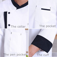 Abrigo de Chef de manga larga Unisex, chaqueta de trabajo de Chef, uniformes de cocina blancos