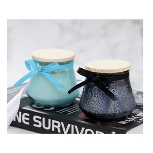 Candles Set Gift Ribbon <b>Scented</b> Candle With Wooden Lid Colorful Candle Glass Soy Bean and Paraffin Wax for Home Decoration - Product Image 4