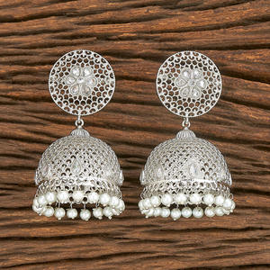 ต่างหู Jhumki โบราณชุบโรเดียม206916 - Product Image 1