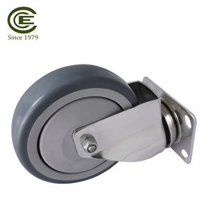 5 Inch Không Gỉ Dolly Cao Su Xe Đẩy Caster Xoay Bánh Xe Heavy Duty - Product Image 4