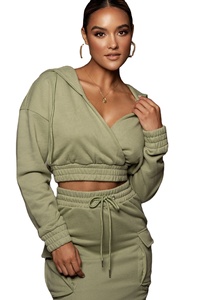 Venta al por mayor de encargo de gran tamaño 100% algodón Chorlito sudadera Tendencia Invierno Crop Top recortado chaqueta con capucha para DIBUJOS ANIMADOS impresos - Product Image 3