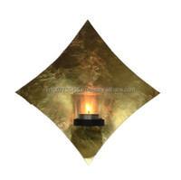Porte-bougie chauffe-plat en fer moderne fait main avec revêtement en feuille d'or, pour décoration intérieure, Noël, barbecue, fête, marque IHA, modèle