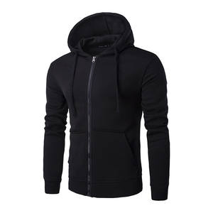 Sudadera con capucha de algodón y LICRA para hombre, prenda deportiva masculina de manga larga con dobladillo curvado y diseño liso, ideal para gimnasio, culturismo y Fitness - Product Image 4