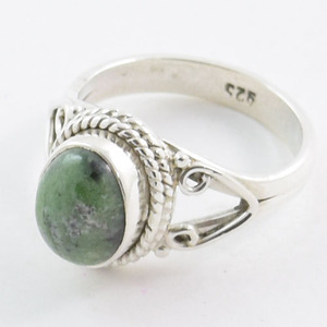 Unakite natural plata esterlina 925 una piedra diseño clásico ligero estilo indio anillo de dedo eternidad vermeil anillo de mujer - Product Image 5