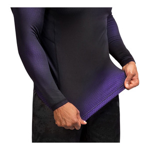 Customized Logo Private Label Men's Black Sun Protective UPF 50+ Compression Training MMA BJJ Rash Guard - Product Image 6