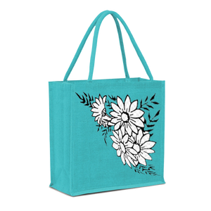 Tote Bolsas de compras de yute con patrón geométrico Teñido Bolsa de yute con asa tejida Fabricación india de moda - Product Image 2