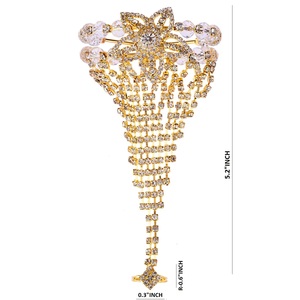 Fancy Cubic Zirconia Crystal Ring Bracelet Hath Phool para mujer - Product Image 4