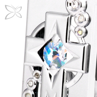 Croix en métal chromé Crystocraft pour cristaux, cadre photo, logo personnalisé pour boîte cadeau rectangulaire de 13,9 x 8,2 cm