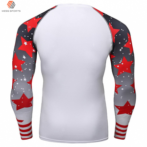 Men's Long Sleeve Rash Guard Compression Shirt With American Flag Stars And Stripes <b>Print</b> Quick Dry For <b>Surfing</b> - Product Image 3