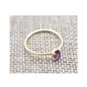 Rodolite granato forma ovale argento Sterling placcato oro anello per la nascita mese di gennaio segno zodiacale capricorno - Product Image 3