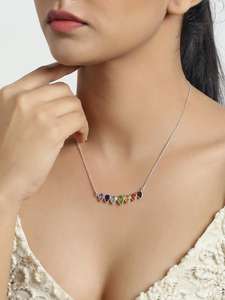 7 Chakras Pierre 92.5 Sterling Silver 16 "Long Naturel Multi Gemstone À La Main Femmes Cadeau Bijoux Pierre De Naissance Collier - Product Image 3