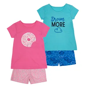 Children clothes manufactured girls kids set summer pair clothing short sleeve T shirts