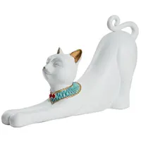 รูปปั้นอียิปต์ประดับบ้าน,รูปปั้นแมวฟาโรห์โชคลาภของตกแต่งบ้านเรซิ่นแมวแปลกใหม่น่ารักสำหรับตกแต่งบ้านสำนักงาน