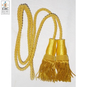 OEM Wholesale Custom Fashion Gold Netted Bullion Tassel Cap Pulls Twisted Cord Export Belt for <b>Curtains</b> - Product Image 6