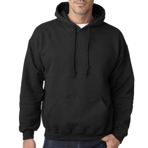 Sweat à capuche noir pour hommes de haute qualité en gros Street Style impression personnalisée coton brodé Anti-rétrécissement tricoté tissage - Product Image 1