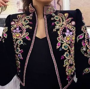 DABKA-bordado colorido con cuentas de cristal, chaqueta de terciopelo con falda, diseño moderno, hermoso, cuentas de cristal, trabajo de piedra de vidrio, 2022 - Product Image 1