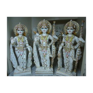 รูปปั้นหินอ่อนสีขาว Makrana,รูปปั้น Darbar หินอ่อนที่สวยงาม Ram Parivar - Product Image 1