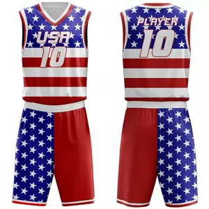 2022 High Quality Printed Heat Pressed Quick America Team Sports Uniform Basketball Jersey Custom Name and Number OEM Service