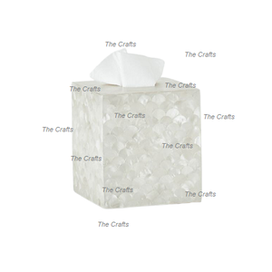 Boîte à mouchoirs en bois et nacre forme carrée boîte à mouchoirs faite à la main porte-serviettes pour accessoires de table - Product Image 3